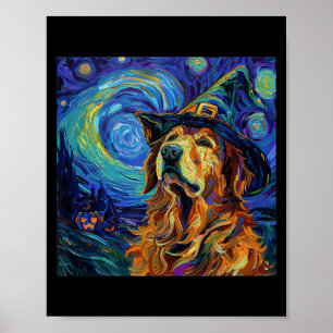 Cute Golden Retriever Witch _ Funny Dog Halloween Poster