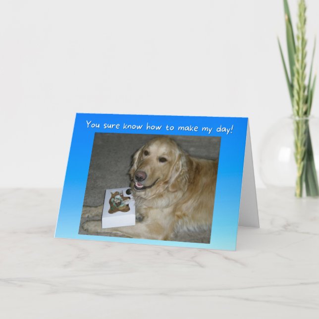Cute Golden Retriever with Treats Thank You  Card (Front)