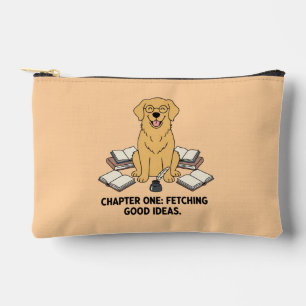 Cute Golden Retriever Writer Book Lover Accessory Pouch
