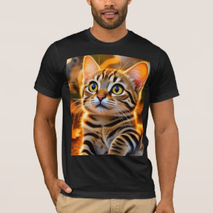 Cute Golden Tabby Kitten – Cozy Autumn Cat Illustr T-Shirt