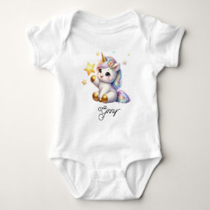 Cute Golden Unicorn Baby Bodysuit
