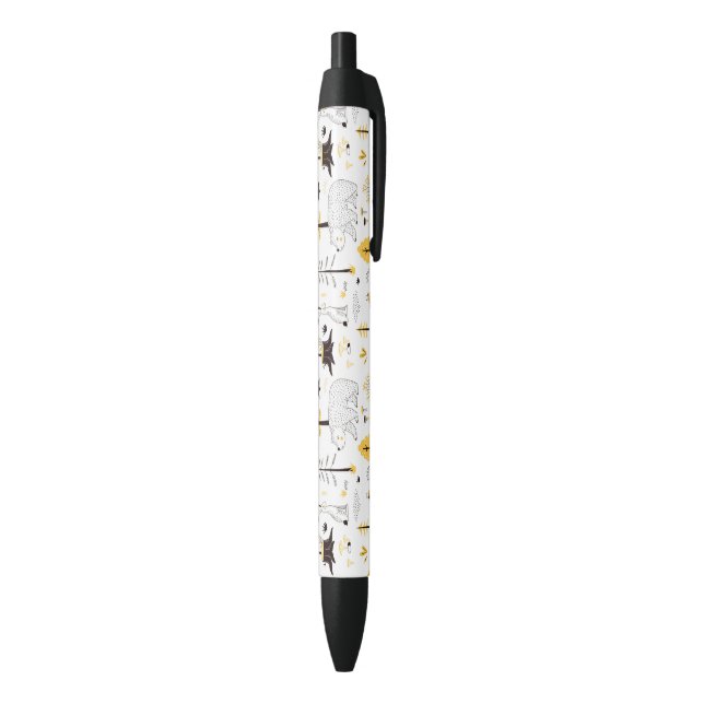 Cute Golden Woods Scene Pattern Black Ink Pen (Bottom (Vertical))