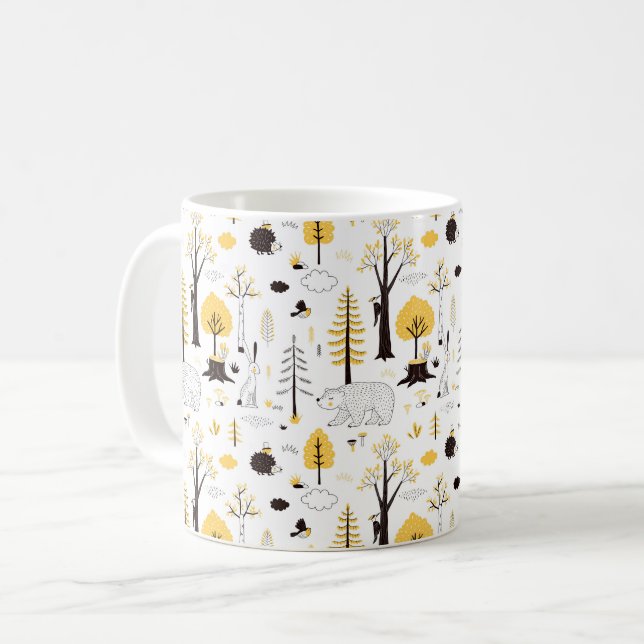 Cute Golden Woods Scene Pattern Coffee Mug (Front Left)