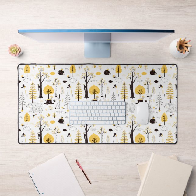 Cute Golden Woods Scene Pattern Desk Mat (Office 1)