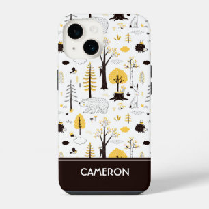 Cute Golden Woods Scene Pattern iPhone 14 Case