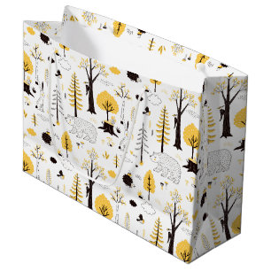 Cute Golden Woods Scene Pattern Large Gift Bag