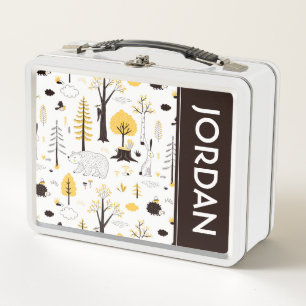 Cute Golden Woods Scene Pattern Metal Lunch Box