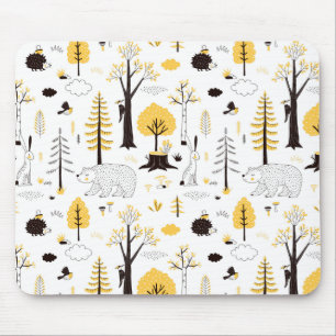 Cute Golden Woods Scene Pattern Mouse Pad
