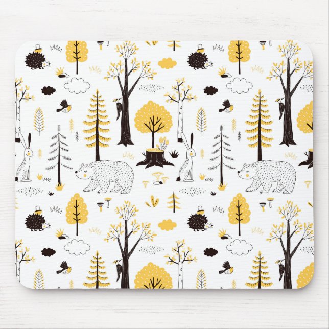 Cute Golden Woods Scene Pattern Mouse Pad (Front)