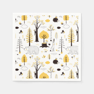 Cute Golden Woods Scene Pattern Napkin