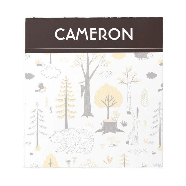 Cute Golden Woods Scene Pattern Notepad (Front)