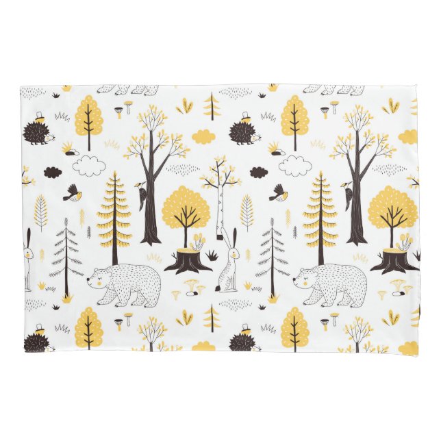 Cute Golden Woods Scene Pattern Pillowcase (Front)