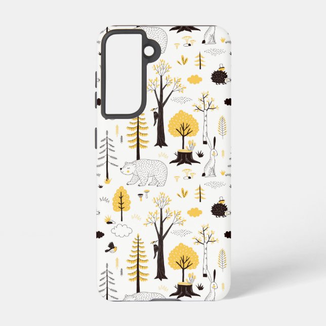 Cute Golden Woods Scene Pattern Samsung Galaxy S21 Case (Back)