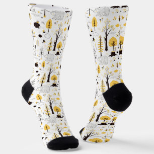 Cute Golden Woods Scene Pattern Socks
