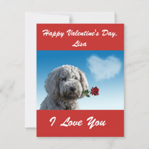 CUTE GOLDENDOODLE CUSTOM VALENTINE'S DAY HOLIDAY CARD