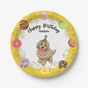 Cute Goldendoodle Dog Birthday Party Paper Plate