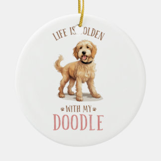  Cute Goldendoodle Dog Ceramic Ornament