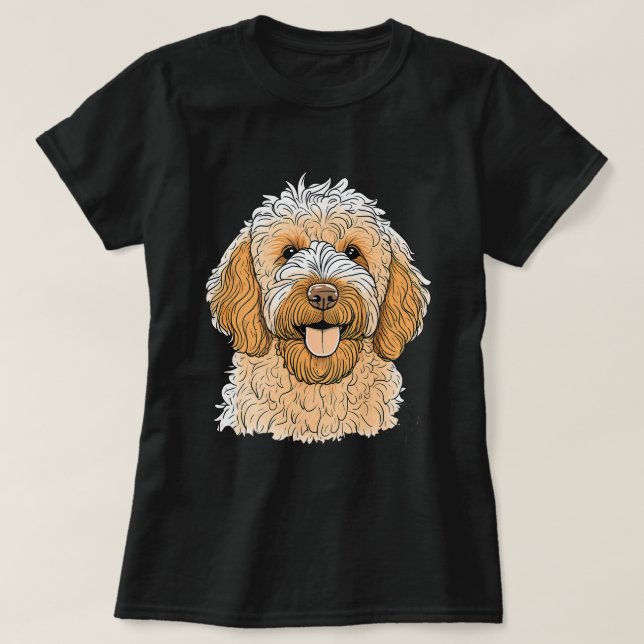 Cute Goldendoodle Dog on Golden Doodle Lover T-Shirt (Design Front)