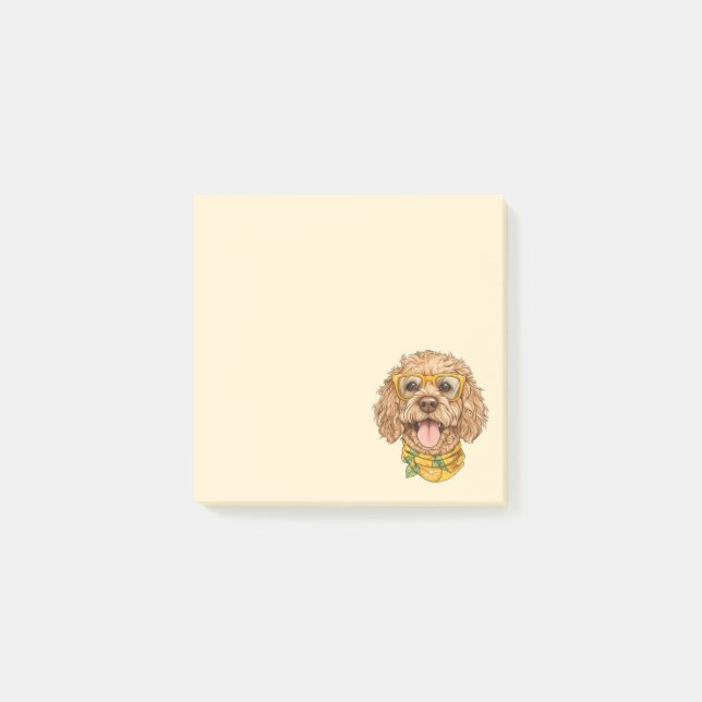 Cute Goldendoodle Dog Sunglasses Oranges Post-it Notes (Front)