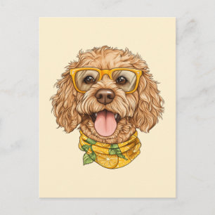 Cute Goldendoodle Dog Sunglasses Oranges Postcard