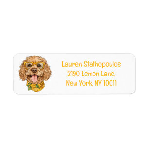 Cute Goldendoodle Dog Sunglasses Oranges Return Address Label
