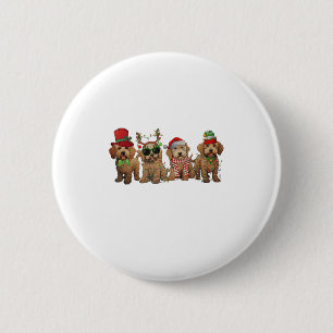 Cute Goldendoodle Dogs Christmas Lights Golden Doo 6 Cm Round Badge