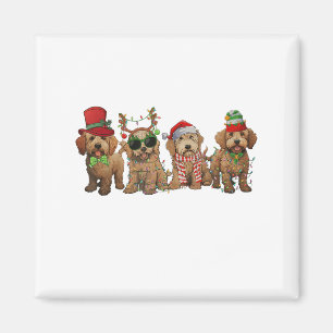 Cute Goldendoodle Dogs Christmas Lights Golden Doo Magnet