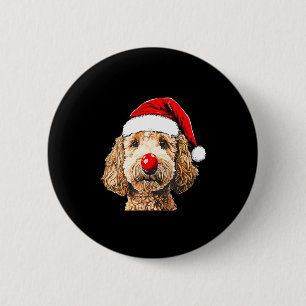 Cute Goldendoodle Dogs Christmas Santa Golden Dood 6 Cm Round Badge