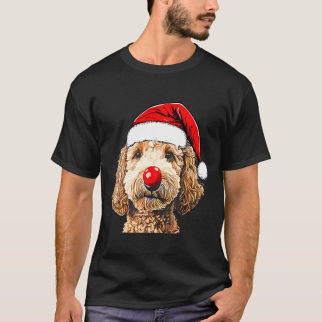 Cute Goldendoodle Dogs Christmas Santa Golden Dood T-Shirt (Front)
