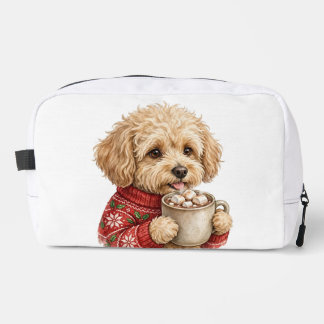 Cute Goldendoodle Drinking Hot Cocoa Christmas Swe Dopp Kit