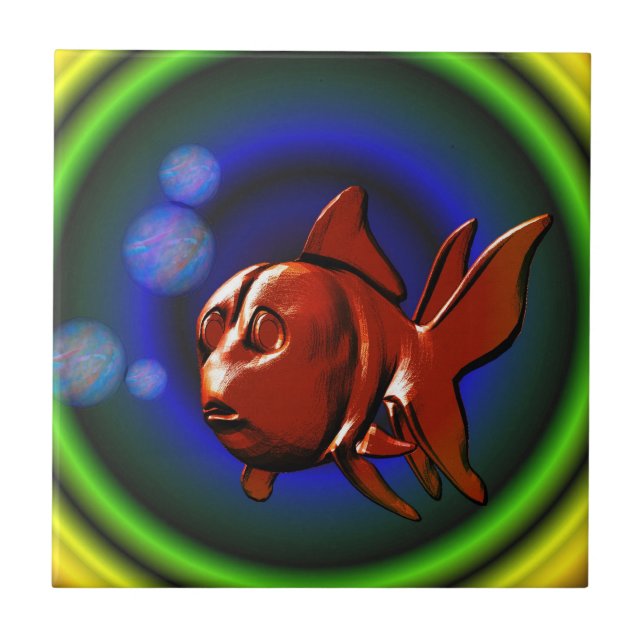 Cute Goldfish Abstract Art Tile (Front)