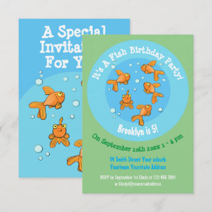 Cute Goldfish cartoon birthday invitation