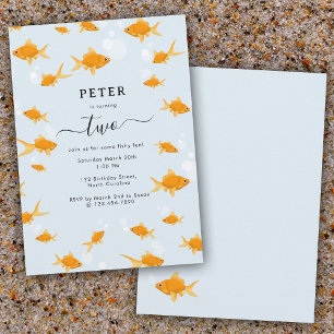 Cute Goldfish Fishy Fun Kids Birthday Party Invitation