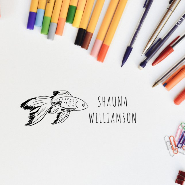 Cute Goldfish Kids Personalised Name Self-inking Stamp (Cute Goldfish Kids Personalized Name Self-inking Stamp)