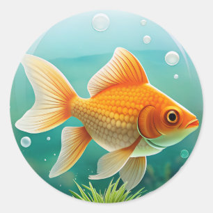 Cute Goldfish Lover Gift Classic Round Sticker