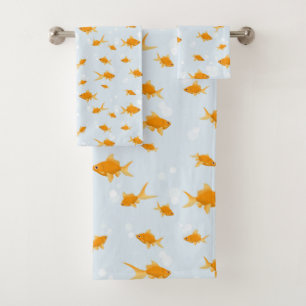 Cute Goldfish Swimming in Water Bath Towel Set