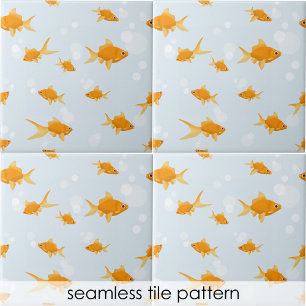 Cute Goldfish Swimming in Water Ceramic Tile