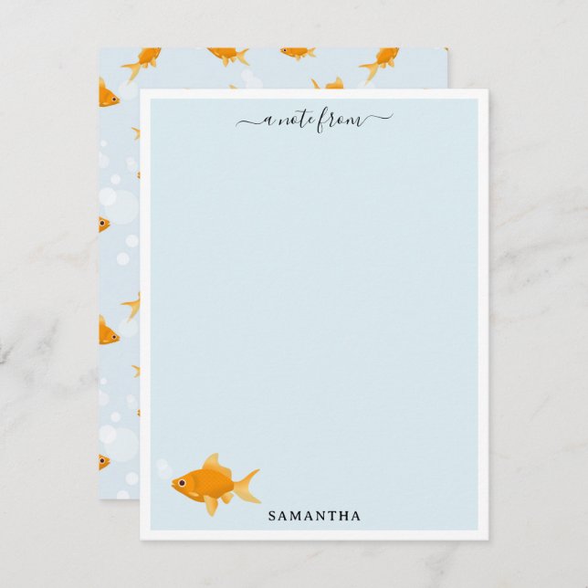 Cute Goldfish Swimming in Water Custom Name Card (Front/Back)