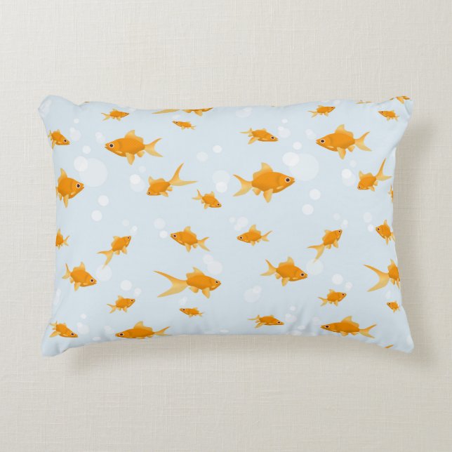 Cute Goldfish Swimming in Water Decorative Cushion (Front)