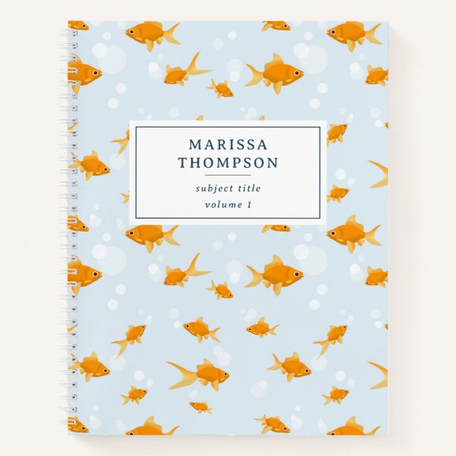 Cute Goldfish Swimming in Water Notebook (Front)