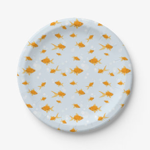 Cute Goldfish Swimming in Water Paper Plate