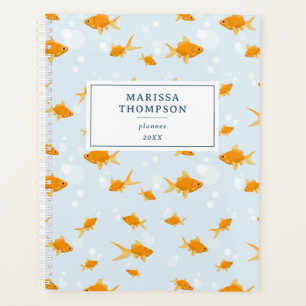 Cute Goldfish Swimming in Water Yearly Monthly Planner