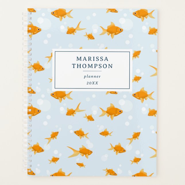 Cute Goldfish Swimming in Water Yearly Monthly Planner (Front)