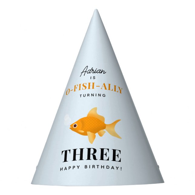 Cute Goldfish Swimming Water Kids Birthday Party Hat (Front)
