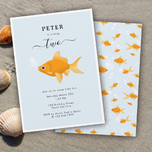 Cute Goldfish Swimming Water Kids Birthday Party Invitation