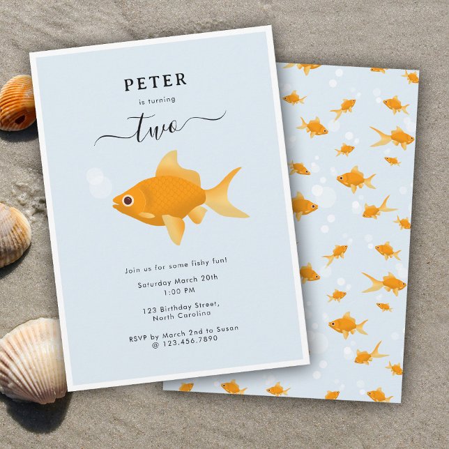 Cute Goldfish Swimming Water Kids Birthday Party Invitation (Cute Goldfish Swimming Water Kids Birthday Party Invitation)
