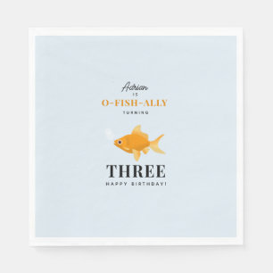 Cute Goldfish Swimming Water Kids Birthday Party Napkin