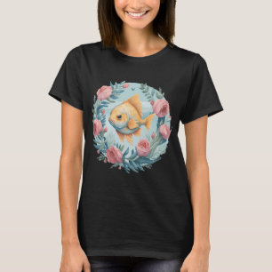 Cute goldfish with a cute little heart - small por T-Shirt