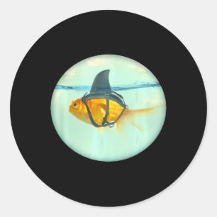 Cute Goldfish With A Shark Fin Fashion Classic Round Sticker