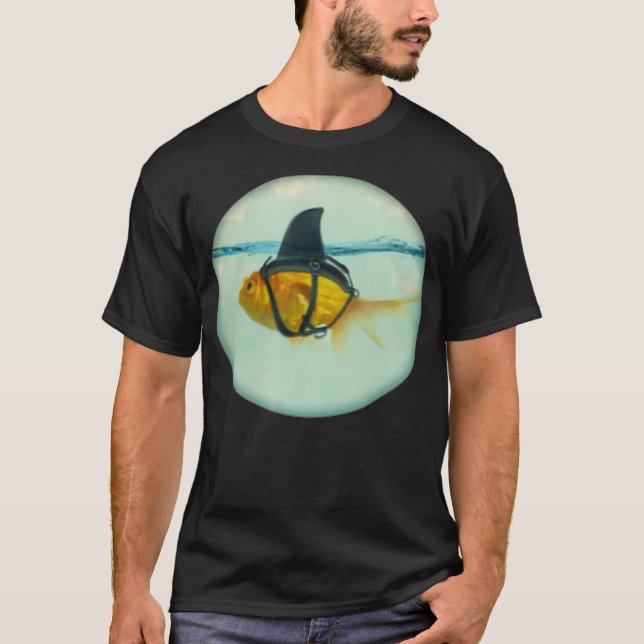 Cute Goldfish with a Shark Fin Fashion  T-Shirt (Front)